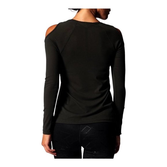 Nux Small Black Cold Shoulder Long Sleeve T Shirt - Picture 2 of 8